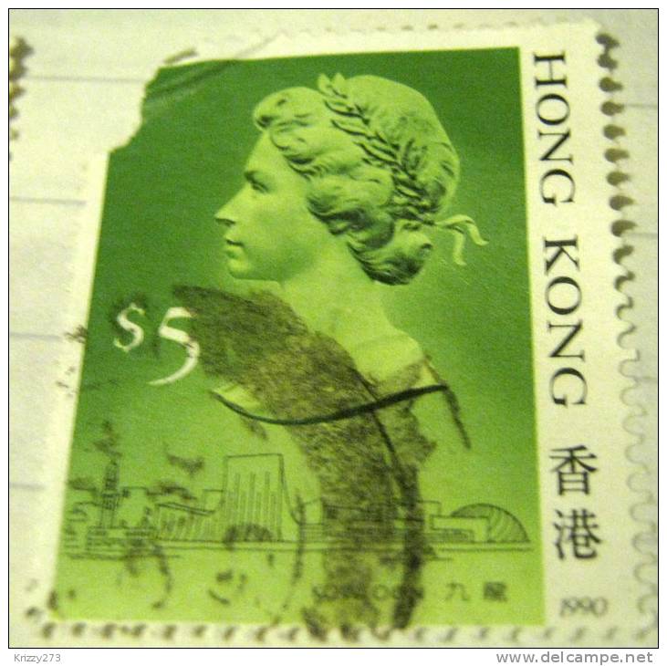 Hong Kong 1990 Queen Elizabeth II $5 - Used - Oblitérés