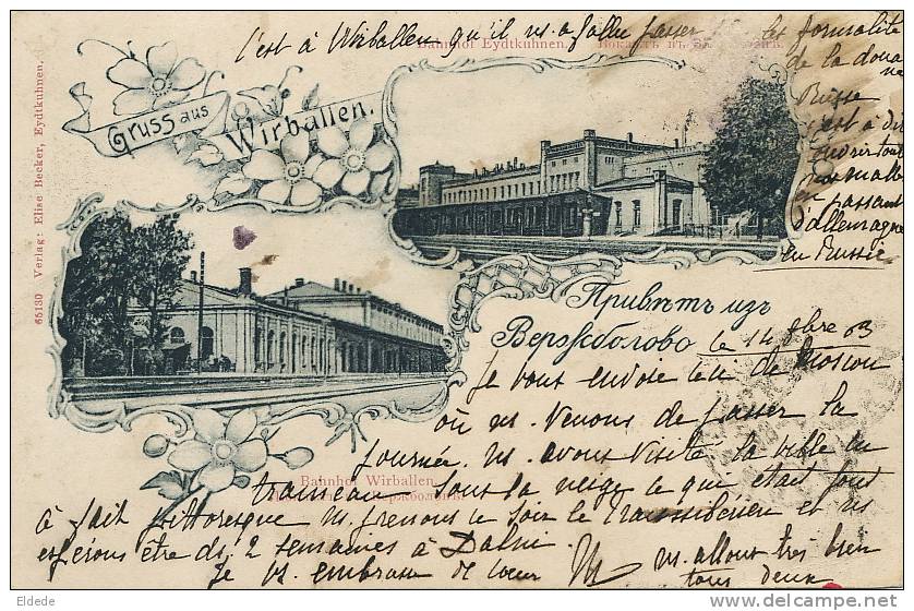 Gruss Aus Wirballen Kybartai  Russia 1903 Lituanie  Train Station 2 - Lithuania