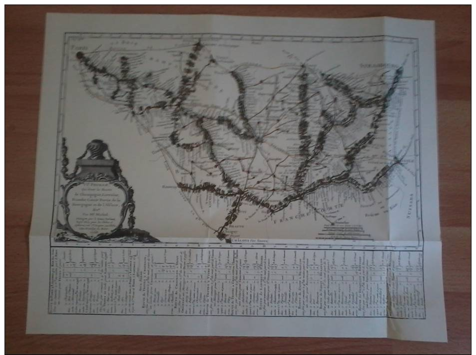 Reproduction Of Street Map Between Paris And Strasbourg 1766 - Cartes Géographiques