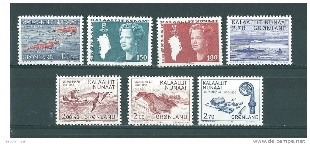 Groenland:  Année 1982 -  121/ 127 ** - Annate Complete