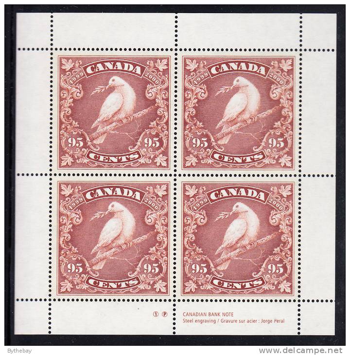 Canada MNH Scott #1814 Sheet Of 4 95c Dove Of Peace On Branch - Millenium - Ganze Bögen
