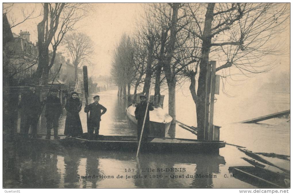 ( CPA 93 )  ILE-SAINT-DENIS  /  Inondations Janvier 1910  -  Quai Du Moulin - - L'Ile Saint Denis