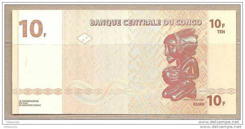 Congo - Banconota Non Circolata Da 10 Franchi - 2003 - Democratic Republic Of The Congo & Zaire