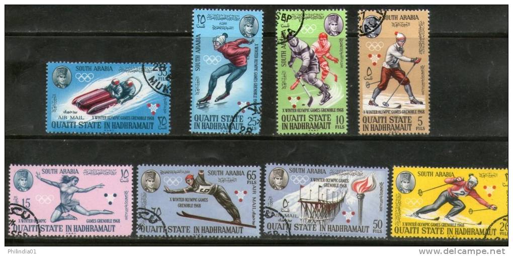 South Arabia - Qu'aiti State 1967 Winter Olympic Games Sports 8v Set Cancelled # 3741A - Invierno 1968: Grenoble