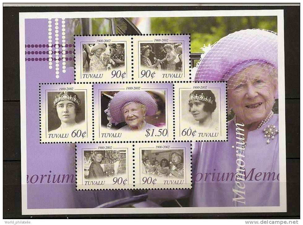 Tuvalu 2002 N° 938 / 44 ** Sa Majesté La Reine Mère Elisabeth II, Portrait, Chapeau, Médecin, Montre, Teddy Bear, Ourson - Tuvalu