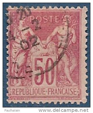 FRANCE Oblitéré Y&T N°104 Rose Carminé Sur Rose - 1898-1900 Sage (Tipo III)