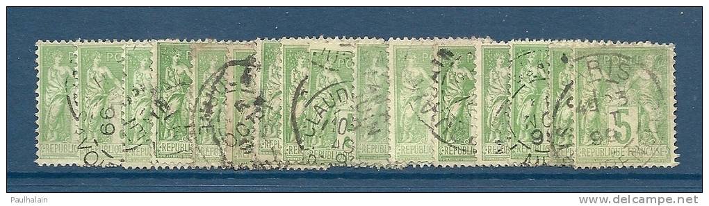 FRANCE Lot De 16 Timbres Oblitérés Y&T N°106 - 1898-1900 Sage (Tipo III)