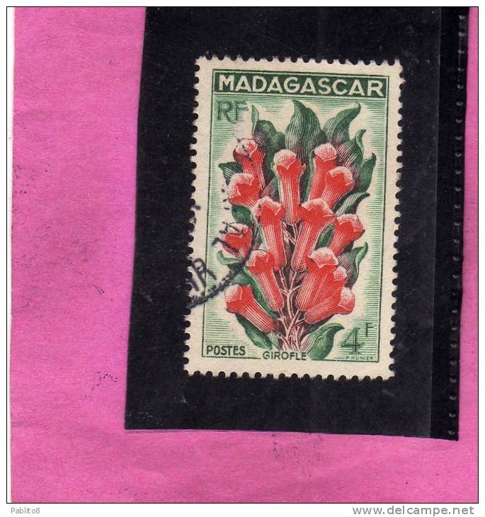 MADAGASCAR MALGACHE 1957 FLEUR GIROFLE FLEURS - FLOWER FLOWERS FIORI GAROFANO FIORE USED - Altri & Non Classificati