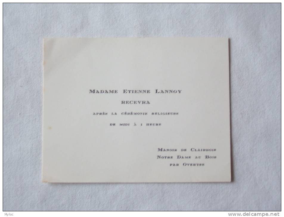 Madame Etienne Lannoy. Manoir De Clairbois. Notre Dame Au Bois-Overyse - Cartes De Visite