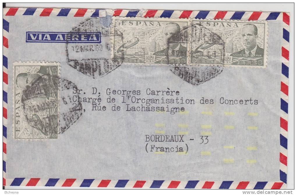 = Pli Espagne France 3 Timbres Au Recto,  12 MAR 69 - Cartas & Documentos