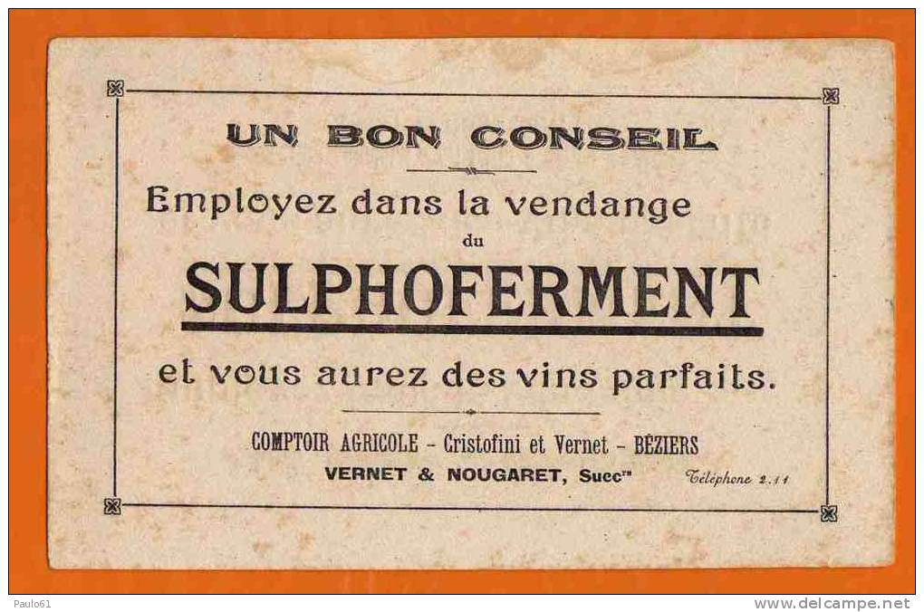 BUVARD : Un Bon Conseil  SULPHOFERMENT Employé Dans La Vendange Identique Recto Verso - Liqueur & Bière