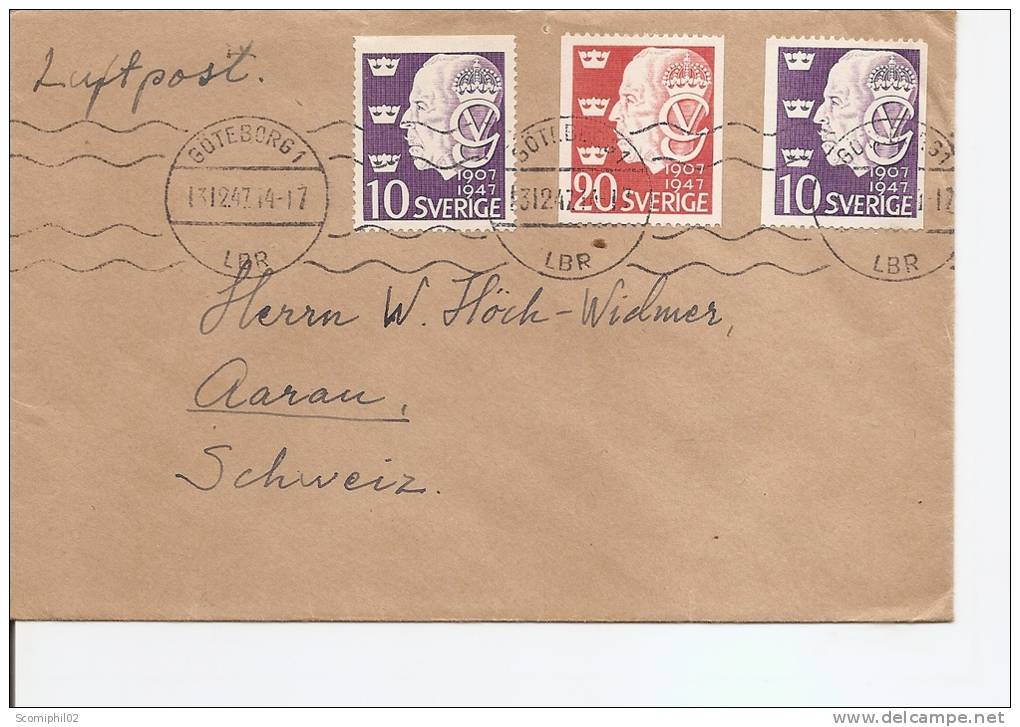 Suède ( Lettre Par Avion De 1947 Vers La Suisse à Voir) - Lettres & Documents