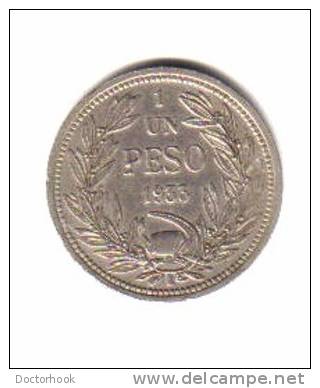 CHILE    1  PESO  1933  (KM # 176.1) - Chile