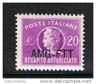 1949 - TRIESTE A - RECAPITO AUTORIZZATO £. 20 - SERIE EMESSA DA ROMA. MNH - Taxe