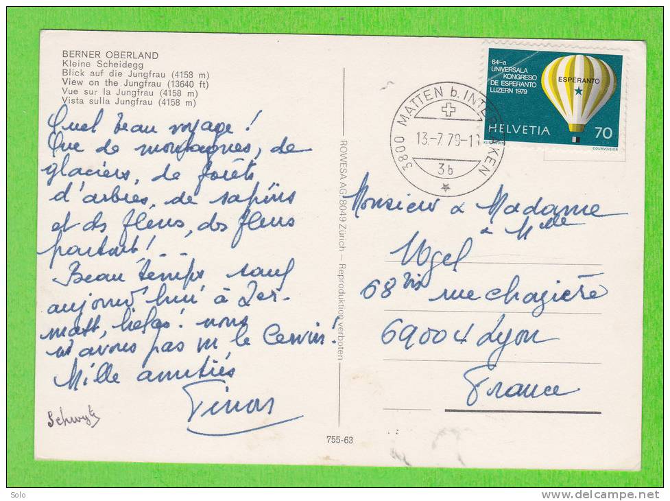 Sur CP - SUISSE - 1 Timbre - Covers & Documents