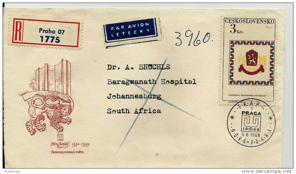 =Ceskoslowensko 1968 NACH SOUTH AFRICA - Covers & Documents