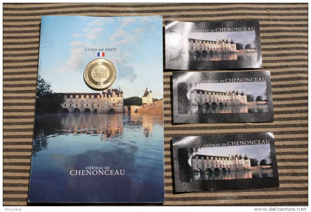 Château De Chenonceaux Monnaie De Paris (fleur De Coin) +3 Tickets Entrée Château De Chenonceaux+ Dépliant Publicitaire - 2012