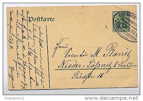 DR P78 Postkarte BAHNPOST Chemnitz  1910 - Cartes Postales