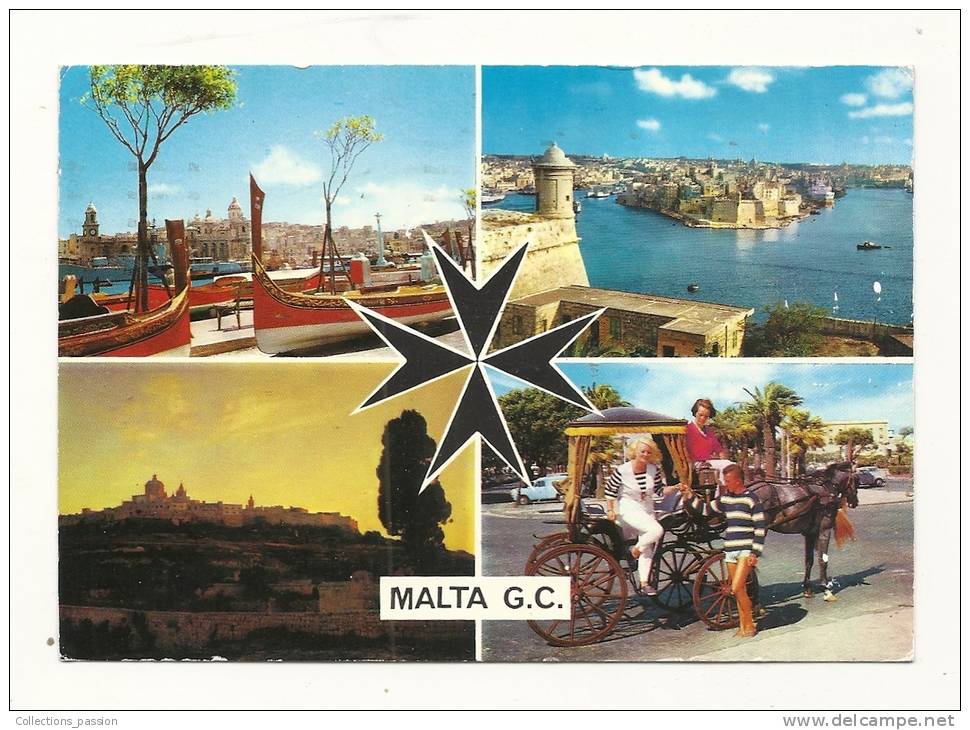 Cp, Malte, Multi-Vues, Voyagée 1970 - Malta