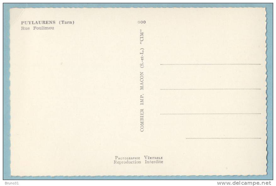 PUYLAURENS : Rue Foulimou Animée , Format Cpa Recto Verso - Puylaurens