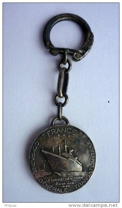 RARE PORTE CLES METAL COMPAGNIE GENERALE TRANSATLANTIQUE LE FRANCE COMMEMORATIF Le Havre - New-York 1962 - Porte-clefs