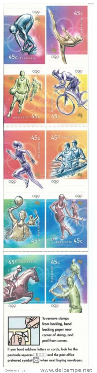 $4.50  2000 Olympic Sports  10 X 45 Cent  Peel & Stick Booklet  Complete Mint Unhinged Unused - Booklets