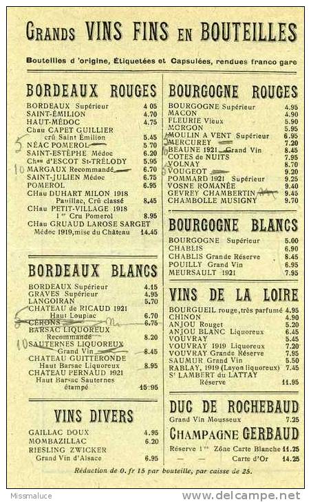 Publicité Maison Gerbaud Narbonne Aude 11 Vins De Table - Alcohols