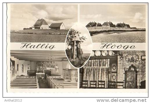 MB Hallig Hooge Mit Kirche Innen Sw Gel. 1.9.1956 Nach Winkel Rh. - Halligen