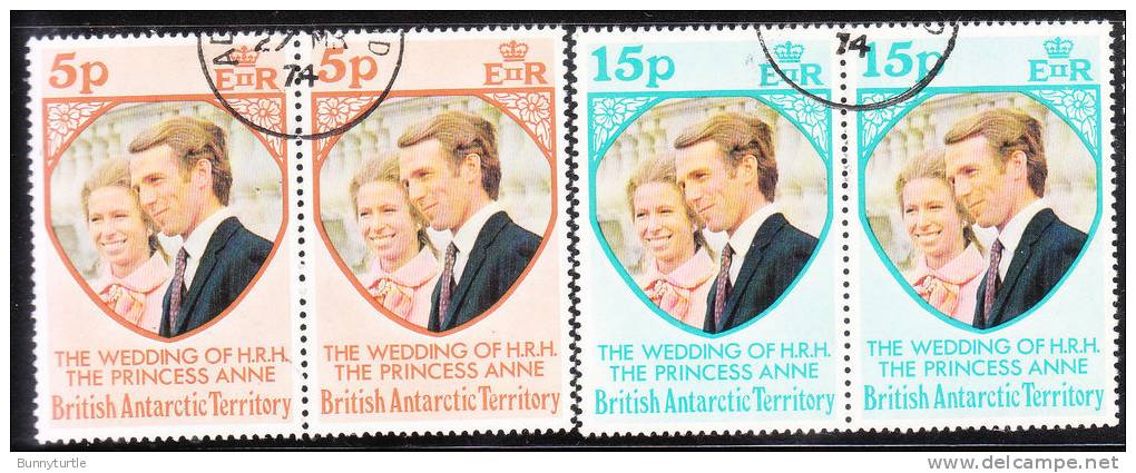 British Antarctic Territority BAT 1973 Princess Anne´s Wedding Omnibus Pair Used - Gebruikt