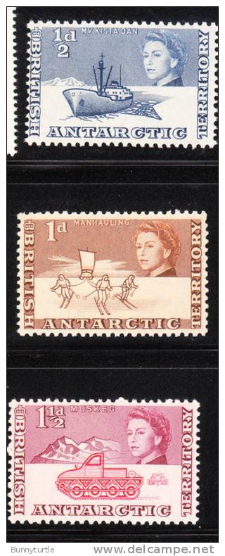 British Antarctic Territority BAT 1963 QE Ship Tractor Skiers Hauling Load MNH - Unused Stamps
