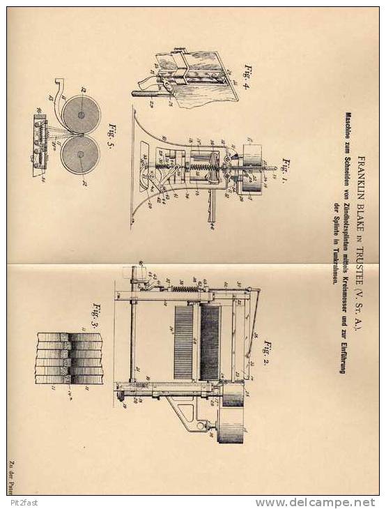 Original Patentschrift - F. Blake In Trustee , USA , 1901 , Maschine Für Streichhölzer , Zündhölzer , Streichholz !!! - Pyrogenes