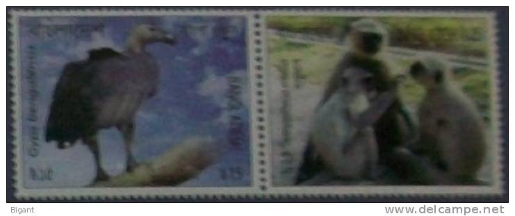 Bangladesh 2012  Endanger  Monkey And Bird  2v Mint - Bangladesch