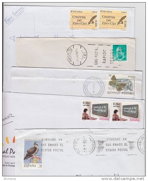 = Lot De 5 Enveloppes Avec Timbres Différents D'Espagne, Oblitérations 1990 à 2006 - Cartas & Documentos