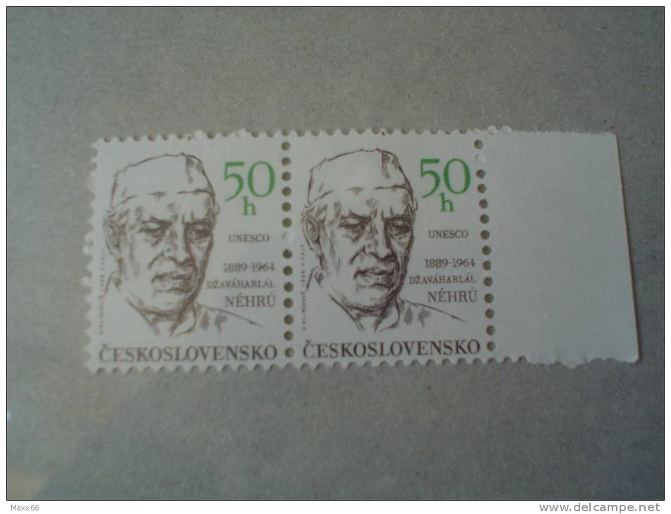 CECOSLOVACCHIA - CESKOSLOVENSKO - COPPIA NUOVO MNH BORDO DI FOGLIO - 1964 - PERSONAGGI NEHRU UNESCO -  50 H. - - Neufs