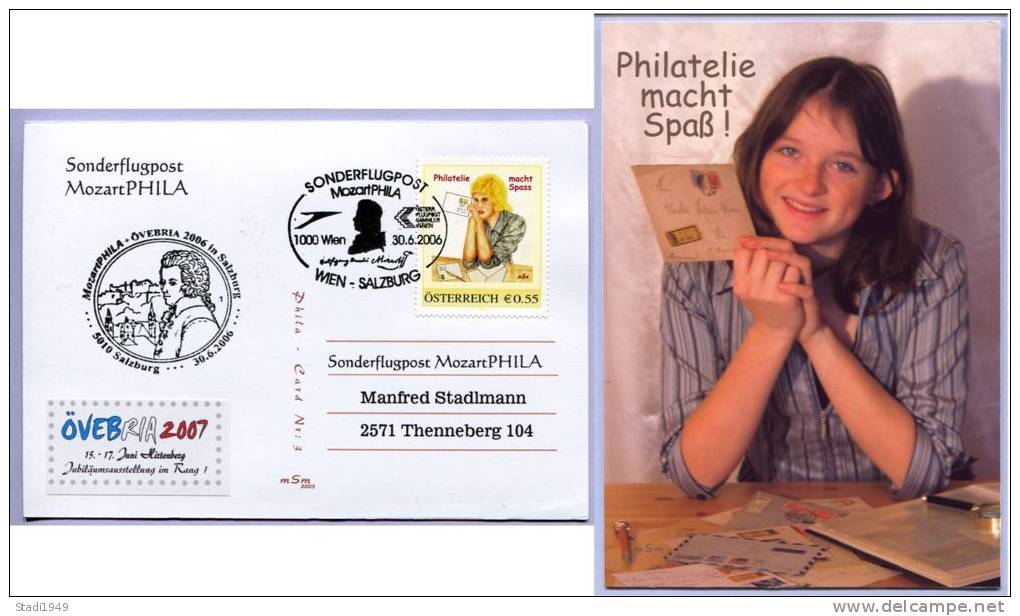 PM 8008525 "PHILATELIE MACHT SPASS"  Sonderflugpost Mozartphila WIEN - SALZBURG 2006 (#44) - Personalisierte Briefmarken