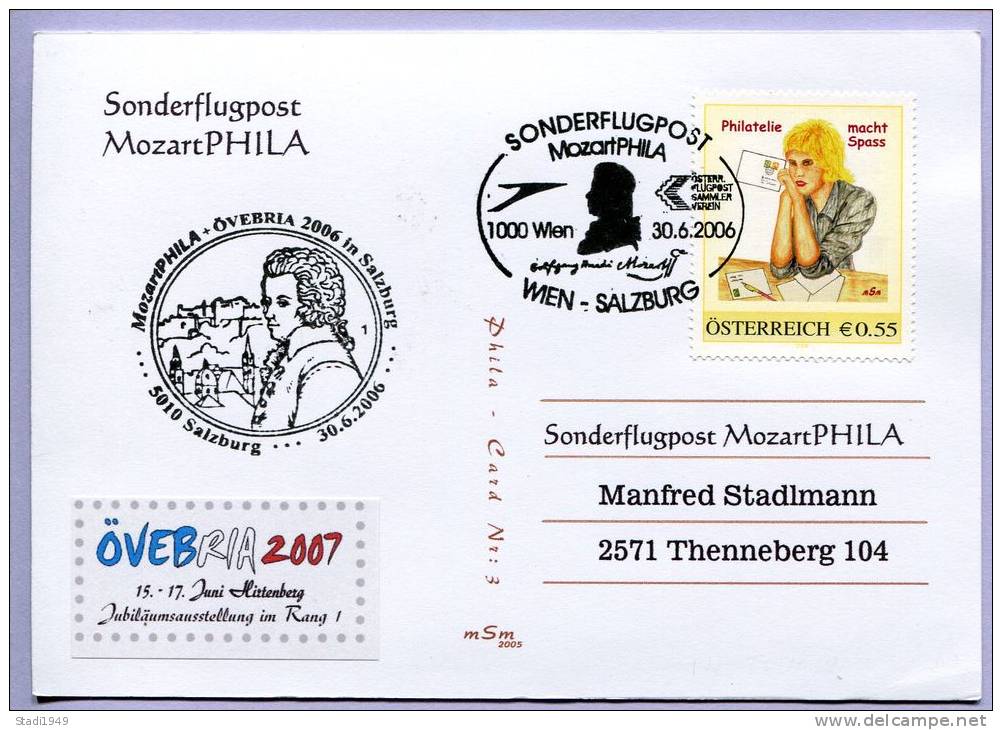 PM 8008525 "PHILATELIE MACHT SPASS"  Sonderflugpost Mozartphila WIEN - SALZBURG 2006 (#44) - Personalisierte Briefmarken