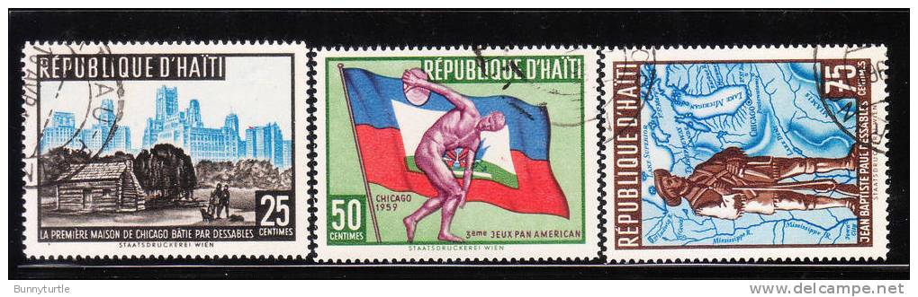 Haiti 1959 3rd Pan American Games Flag Map Used - Haïti