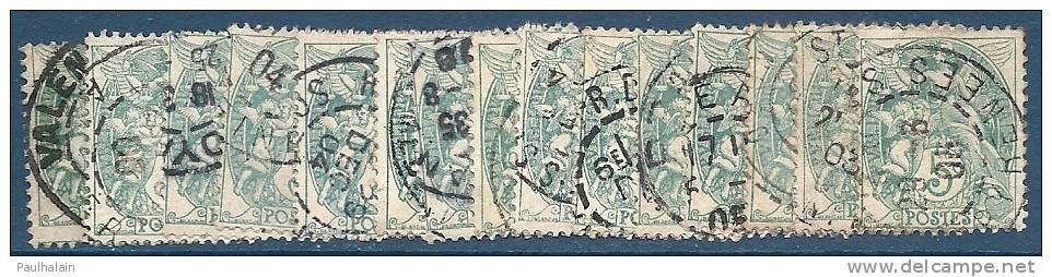 FRANCE Lot De 15 Timbres Oblitérés Y&T N°111c - 1900-29 Blanc