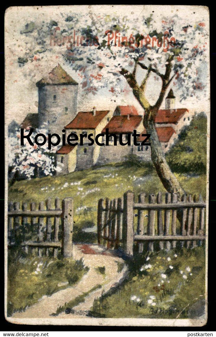 ALTE POSTKARTE HERZLICHE PFINGSTGRÜSSE SIGN. AD HOFFMANN PFINGSTEN Artist Postcard Cpa Art Ansichtskarte AK - Hoffmann, Ad.