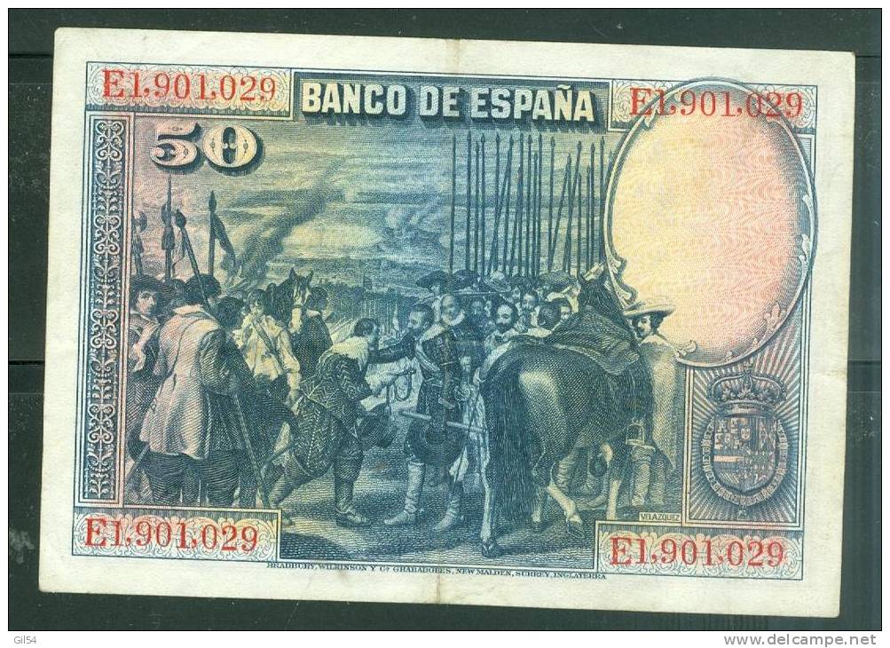 Billet De 50 Pesetas , Qualité  5/ 10 , Traces De Plis , Emission 1928 - Ai7201 - 50 Pesetas