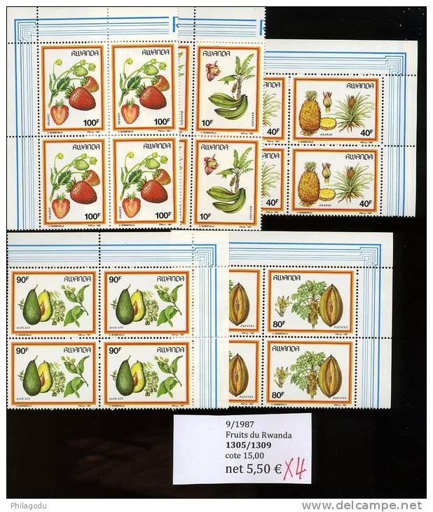 9/1987  FRUITS  Locaux 1305/1309   Cote 15 E X 4 - Neufs