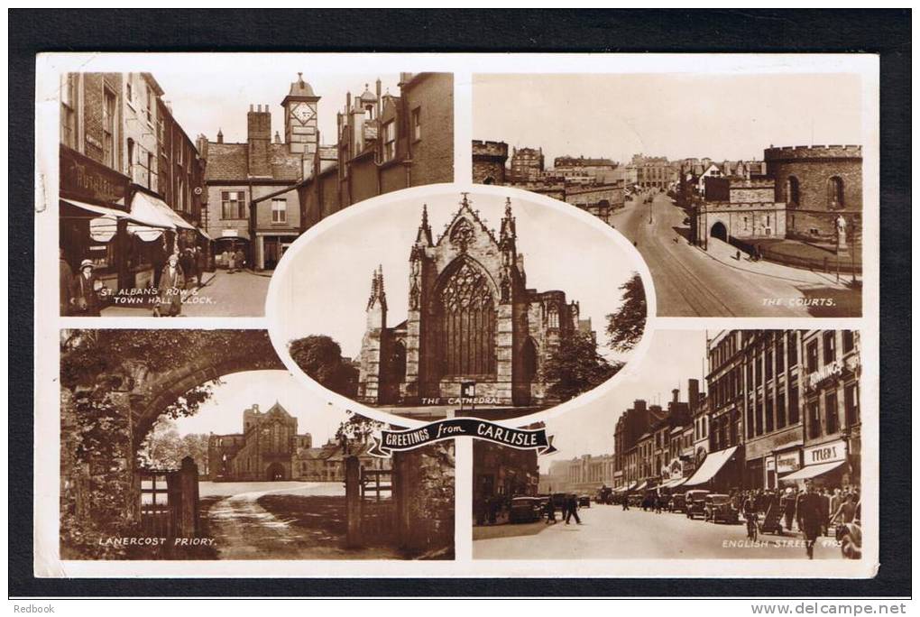 RB 881 - 1952 Real Photo Multiview Postcard - English Street &amp; Alban's Row Carlisle Cumbria - Carlisle