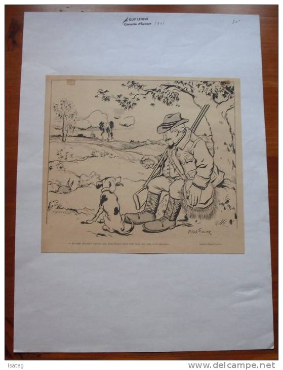 Dessin D'abel Faivre "Le Chasseur Et Son Chien" - Andere & Zonder Classificatie