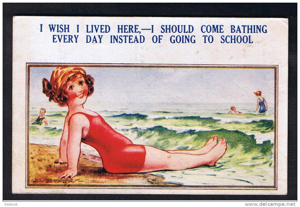 RB 881 - 1922 Bamforth Comic Postcard - "I Wish I Lived Here, I Should Come Bathing Instead Of Going To School" - Fumetti