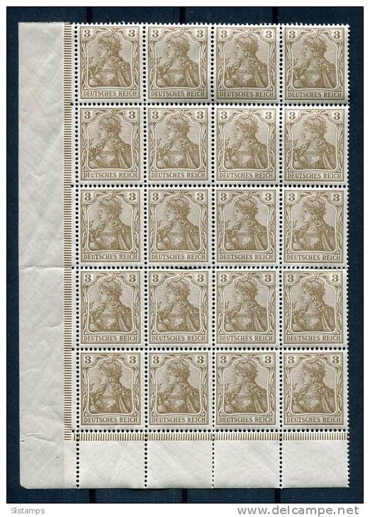 Germany  1915 Block Of 20 3PF MNH - Unused Stamps