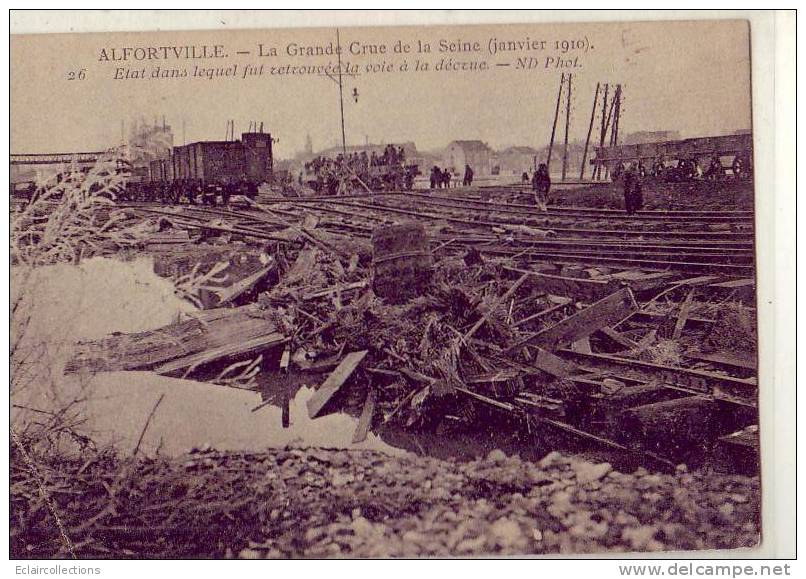 Altforville   Inondations De Janvier 1910 Voie Chemin De Fer Détruite - Alfortville