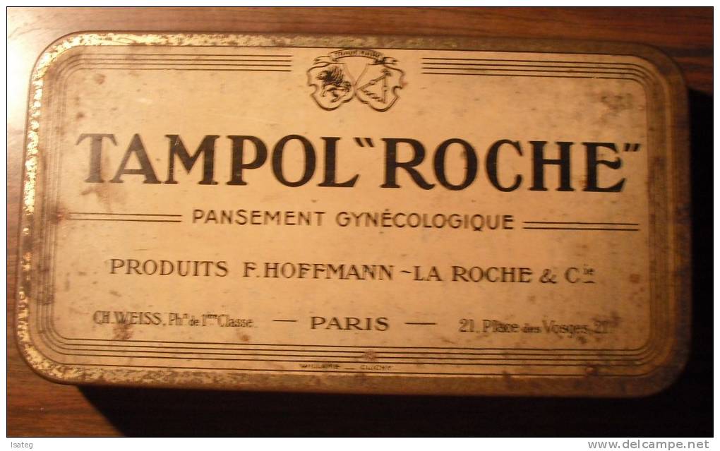 Boite Médical Tampol Roche Hoffmann-La Roche Paris Pansement Gynécologique - Scatole