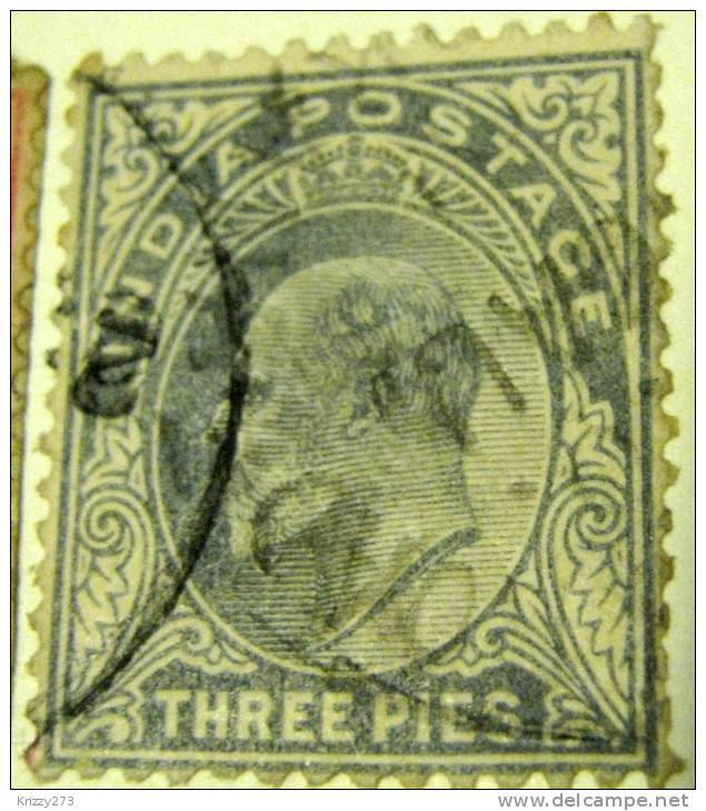 India 1902 King Edward VII 3p - Used - 1902-11 King Edward VII