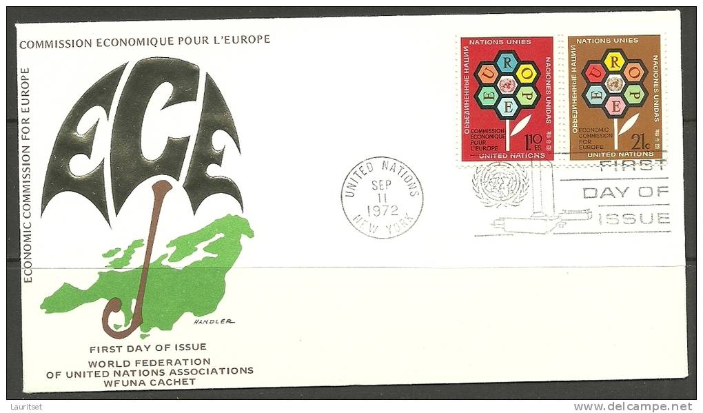 United Nations New York  11.09.1972 FDC Naciones Unidas UN Economoic Commission For Europe - Lettres & Documents