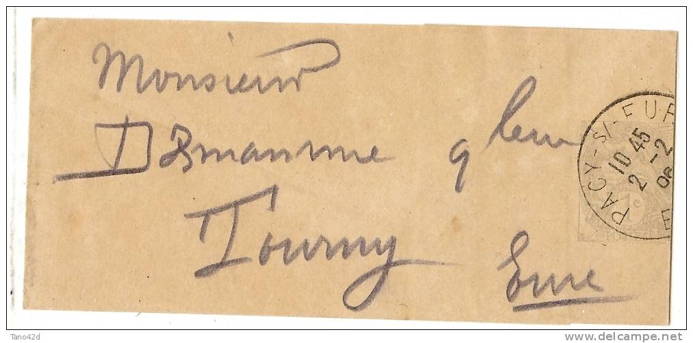 REF LPU11 - BJ TIPE BLANC 1c SANS DATE  PACY SUR EURE / TOURNY 2/2/1906 - Streifbänder